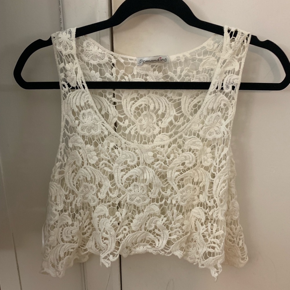 Lace white crop top